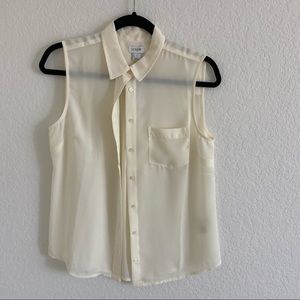 NWT J Crew Cream sleeveless collared blouse S
